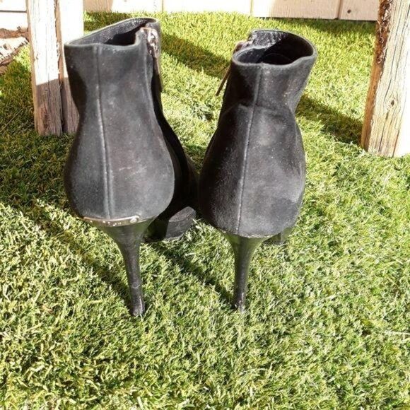 Dior TR1206 Suede Leather Platform‎ Ankle Booties Stiletto Heels Black Sz 37 5.5 - Picture 8 of 15